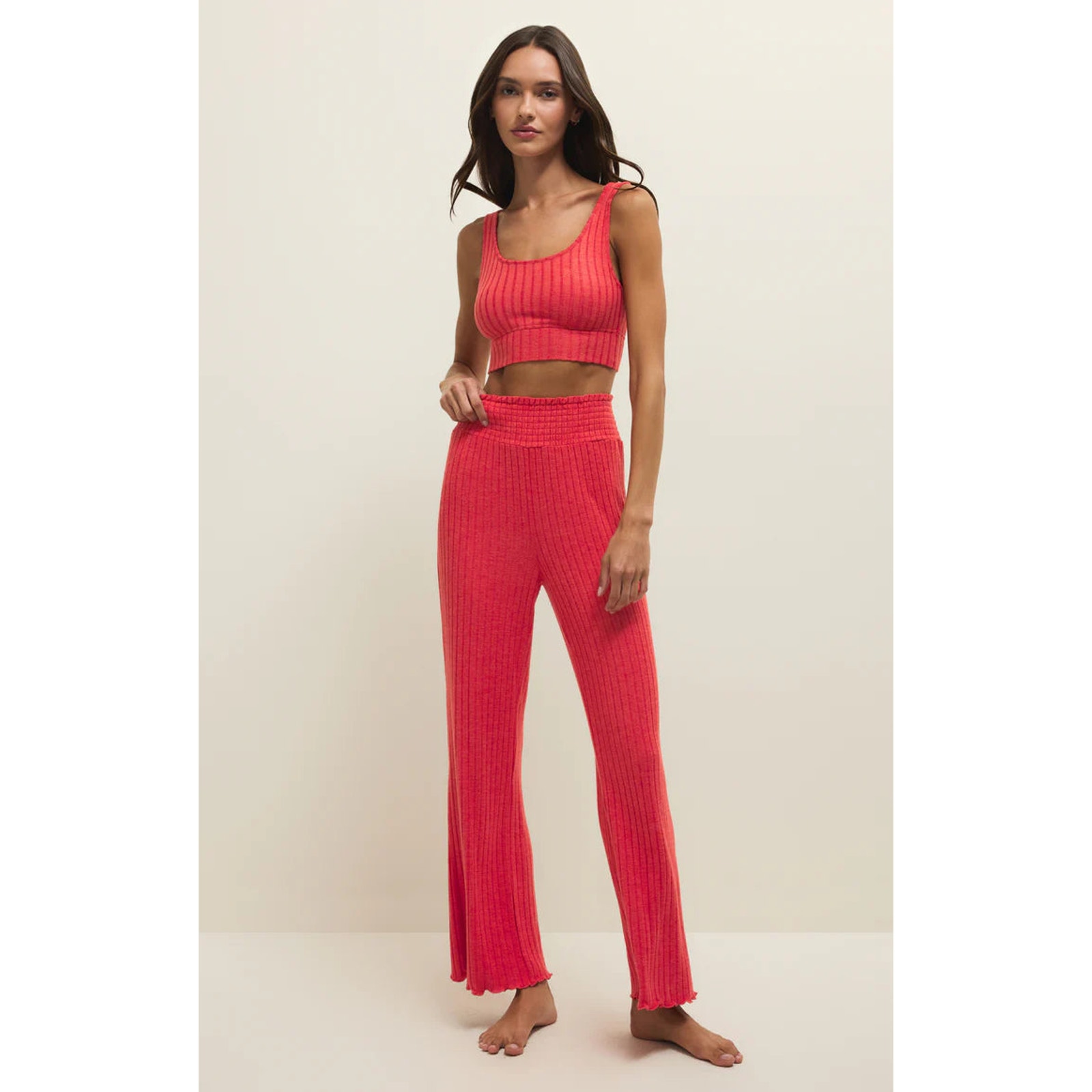 Z Supply Dawn Smocked Silky Rib Pant Crimson Crush Nwt Various Sizes
